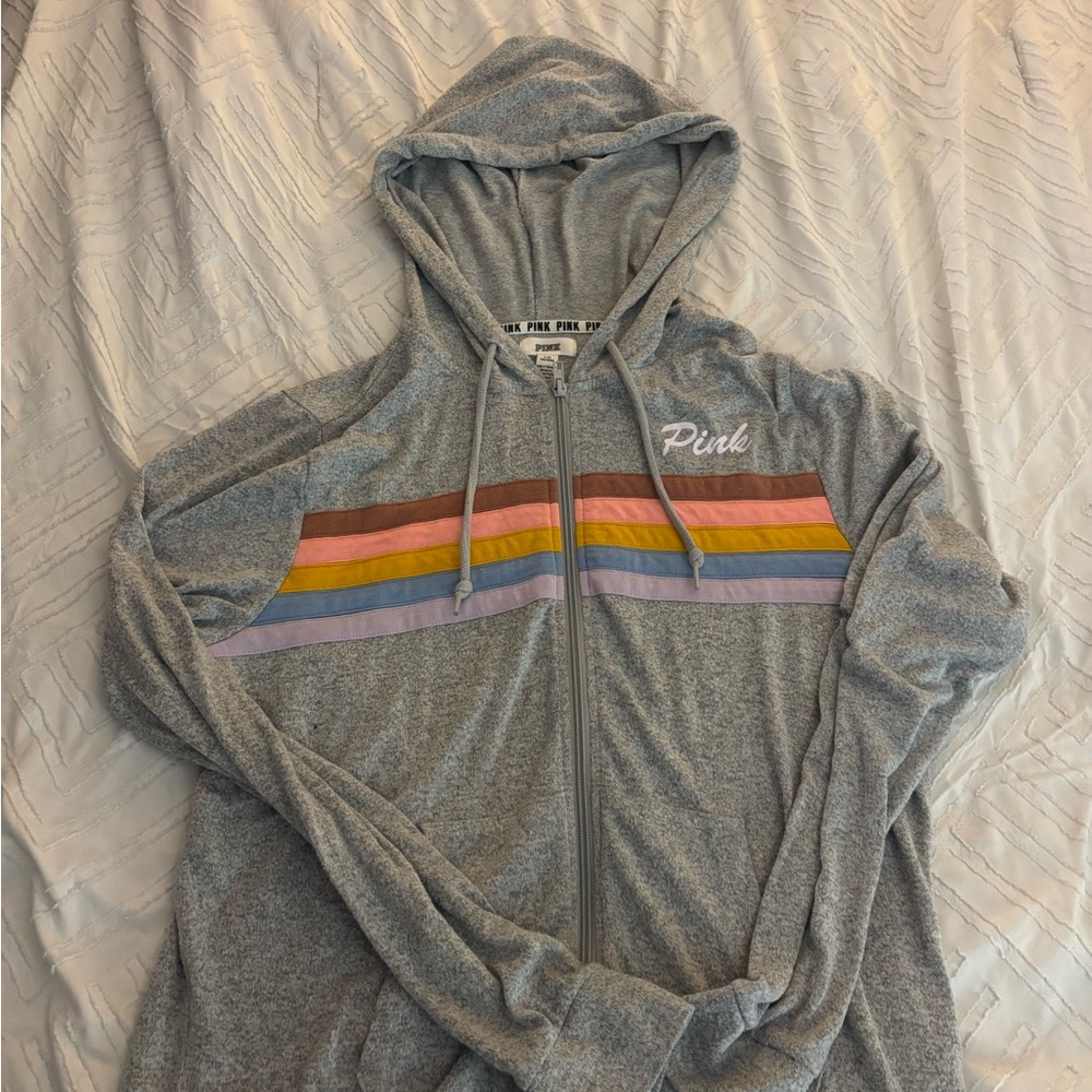 PINK Victoria's Secret Gray Zip-Up Hoodie